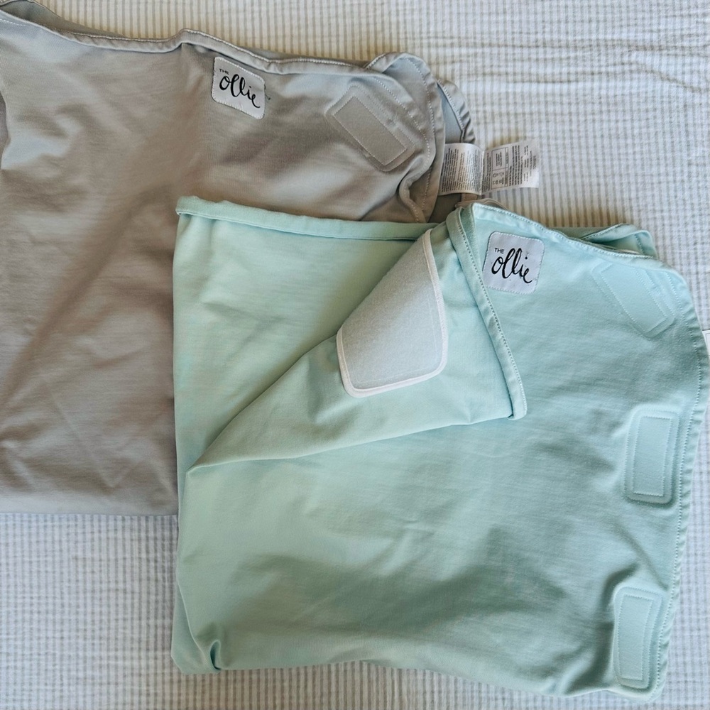 2 Ollie Swaddles - Mint and Gray